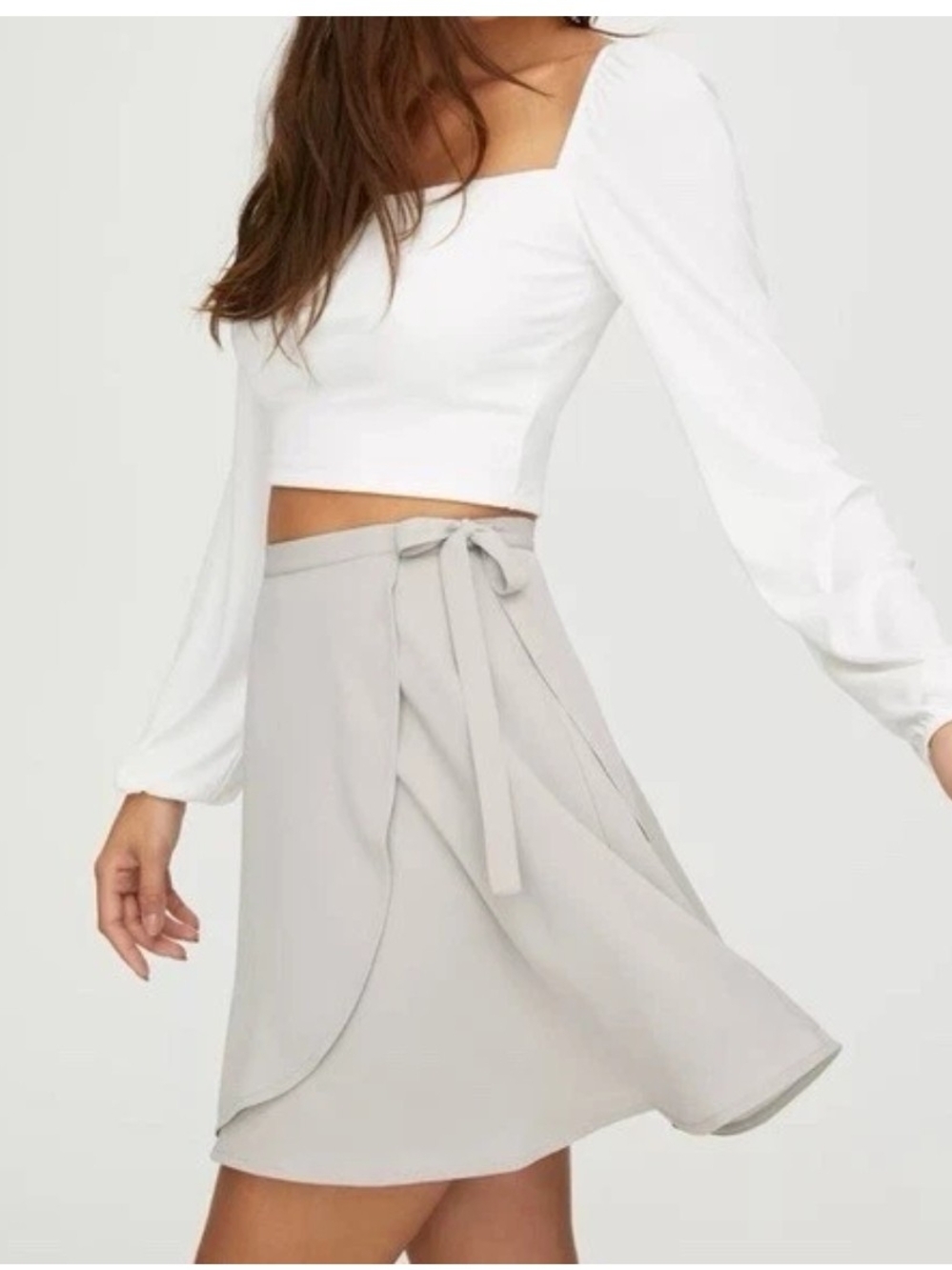 Aritzia Sunday Best Ariel Wrap Skirt Concrete Gray Asymmetrical Draped S